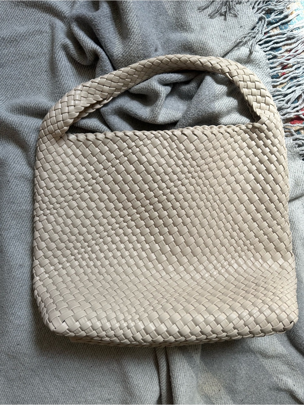 Bottega Inspired Woven Shoulder Bag in cream